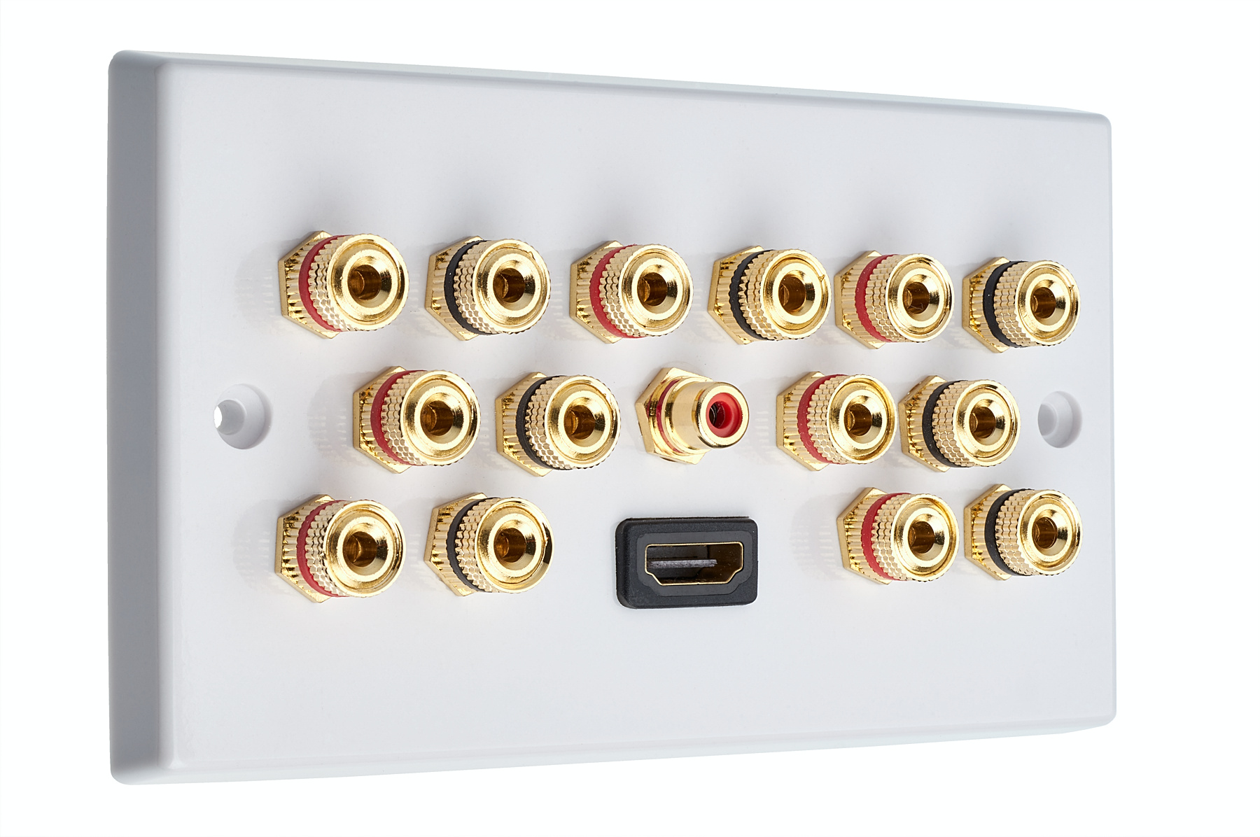 7.1 Audio / AV Speaker Wall Plate Gold 14 Binding Posts+ 1 RCA +HDMI